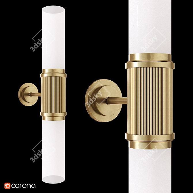 Symmetric Antique Brass Wall Light 3D model image 1