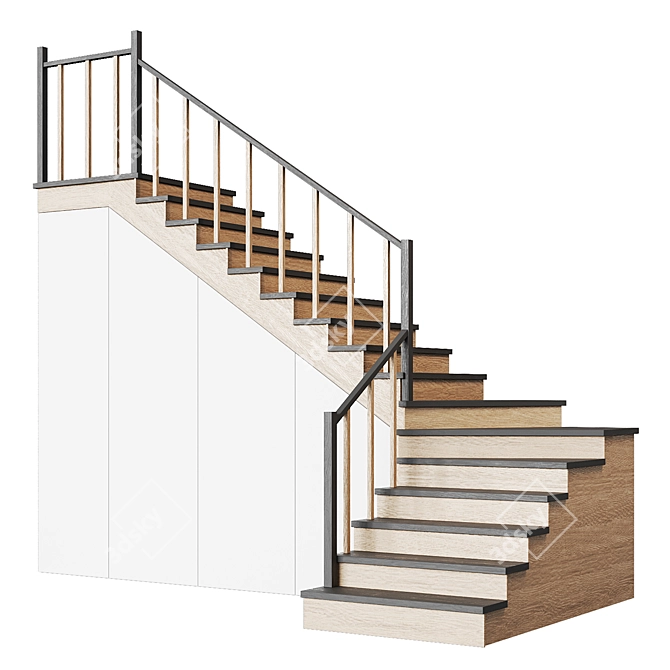 Modern Staircase 13 - Obj Export, 300cm Height 3D model image 1