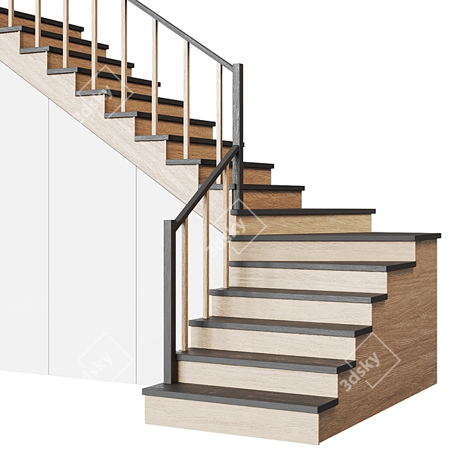 Modern Staircase 13 - Obj Export, 300cm Height 3D model image 2