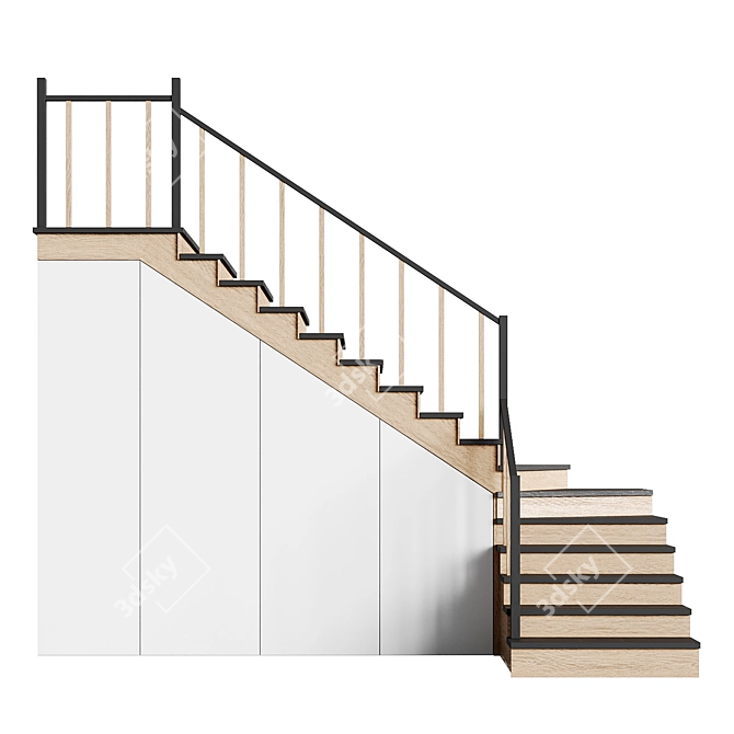 Modern Staircase 13 - Obj Export, 300cm Height 3D model image 3