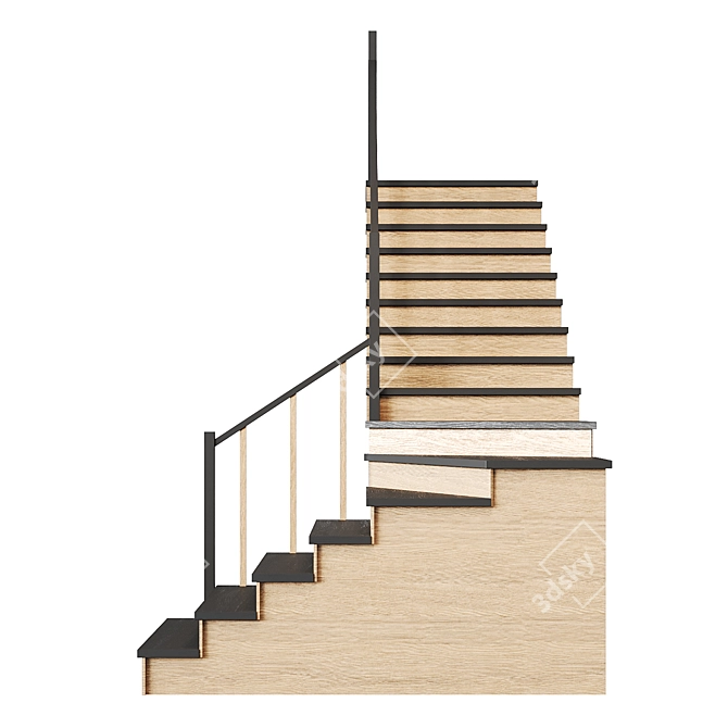 Modern Staircase 13 - Obj Export, 300cm Height 3D model image 4