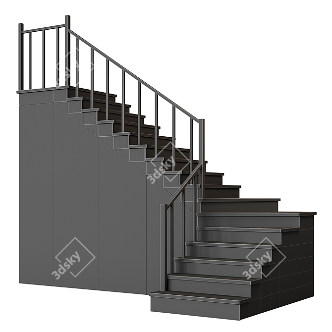 Modern Staircase 13 - Obj Export, 300cm Height 3D model image 5