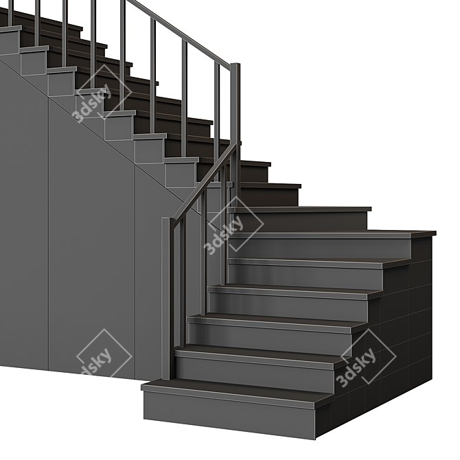 Modern Staircase 13 - Obj Export, 300cm Height 3D model image 6