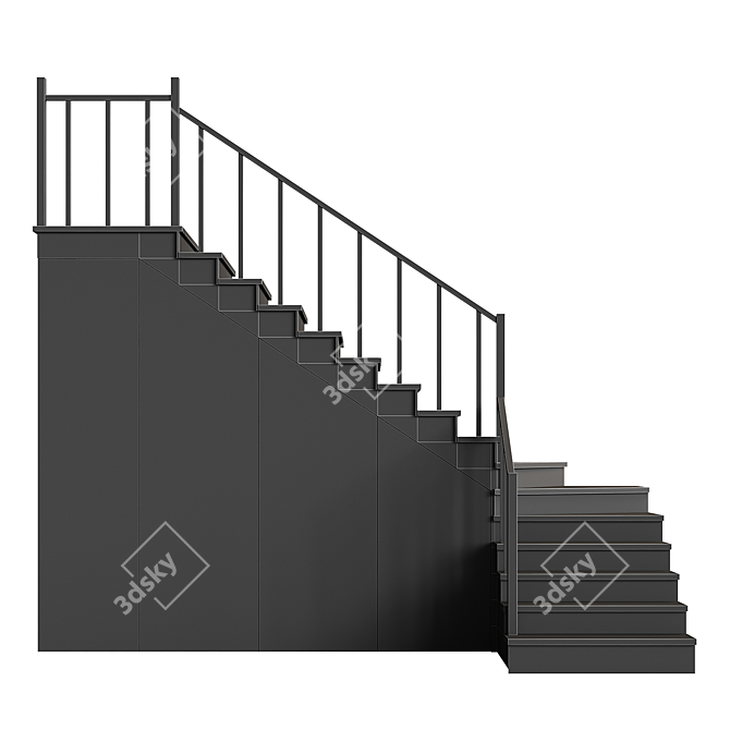 Modern Staircase 13 - Obj Export, 300cm Height 3D model image 7