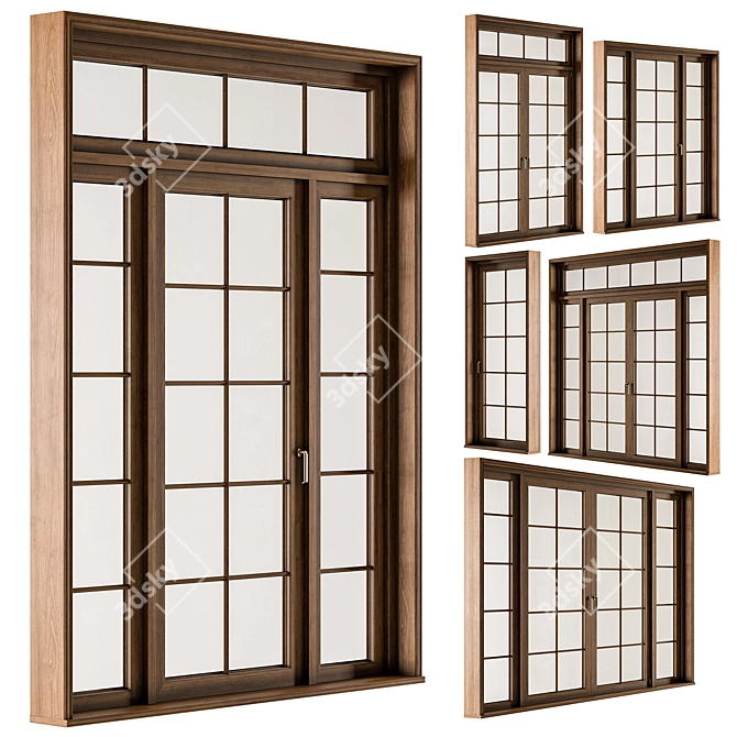 Timeless Wooden Windows Set 25 3D model image 1