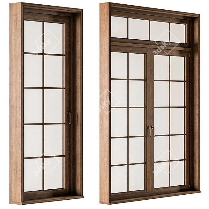 Timeless Wooden Windows Set 25 3D model image 5