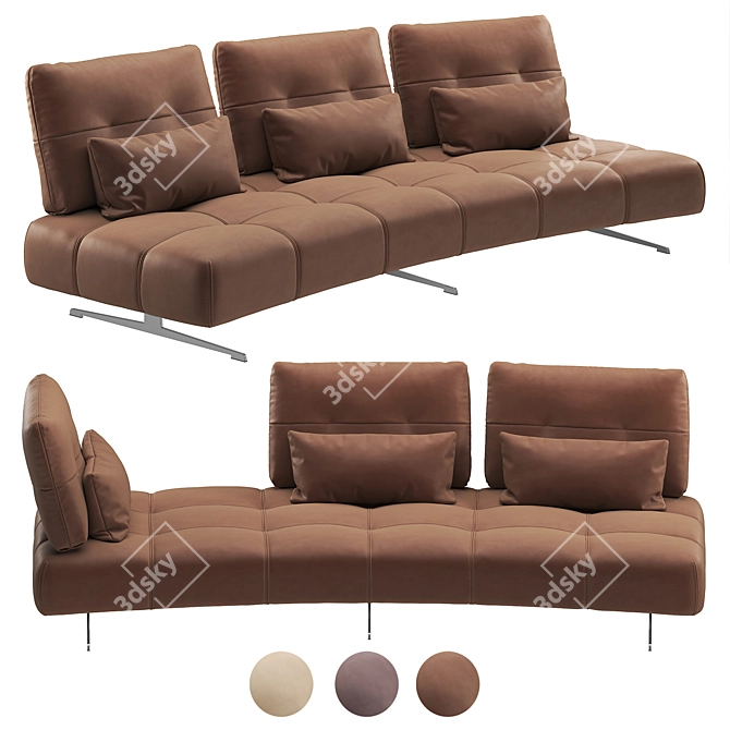 Modern Italian Sofa with Adjustable Backrest 3D model image 4