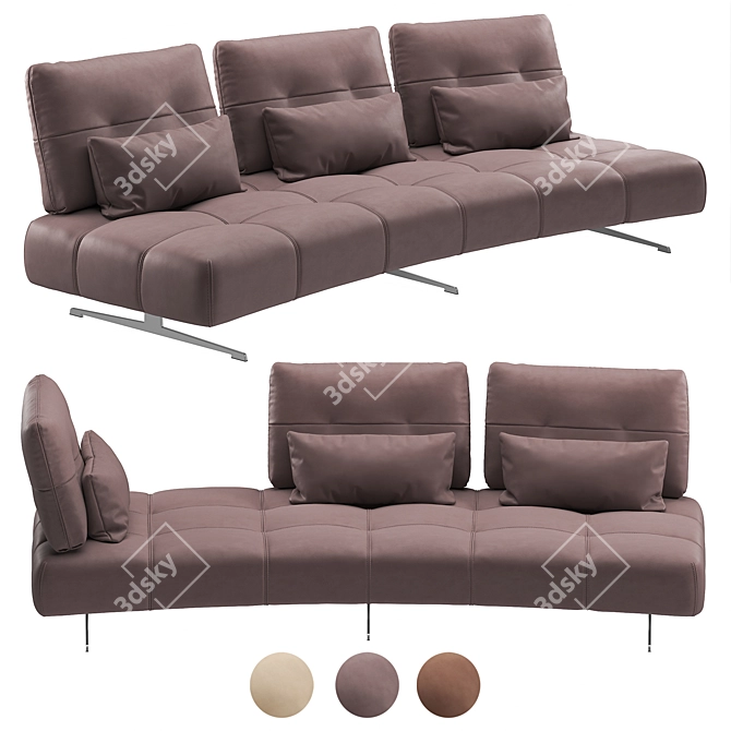 Modern Italian Sofa with Adjustable Backrest 3D model image 5