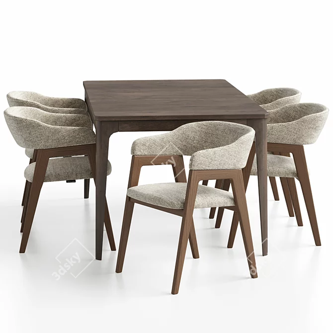 Customizable Chelsea Chair & Extendable NY Table 3D model image 2