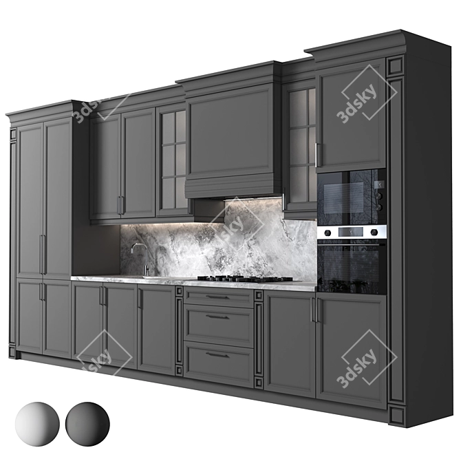 Luxury Kitchen Set, 4K Marble 3D model image 1