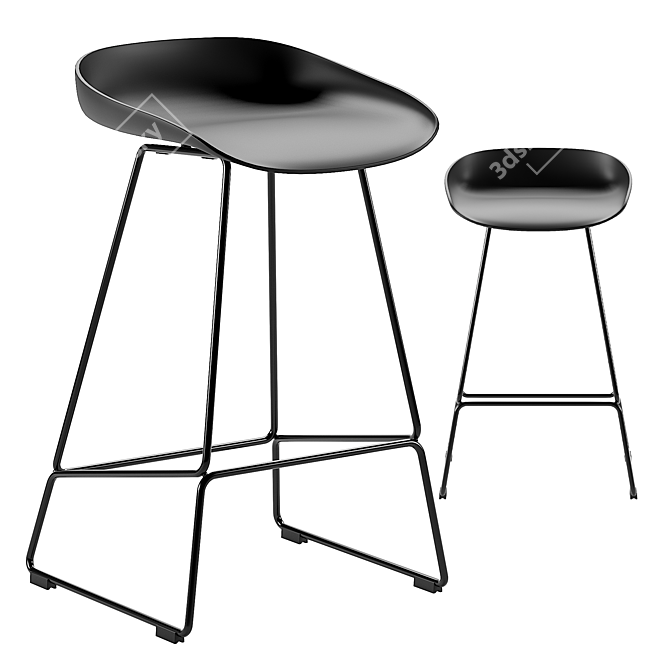 Modern Black Bar Stool - 65cm 3D model image 1