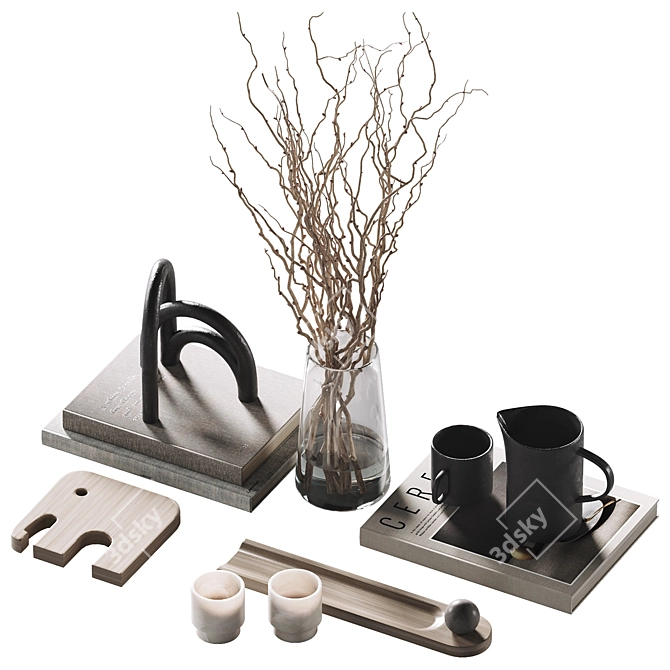 Luxury Coffee Table Decor Set 3D model image 1