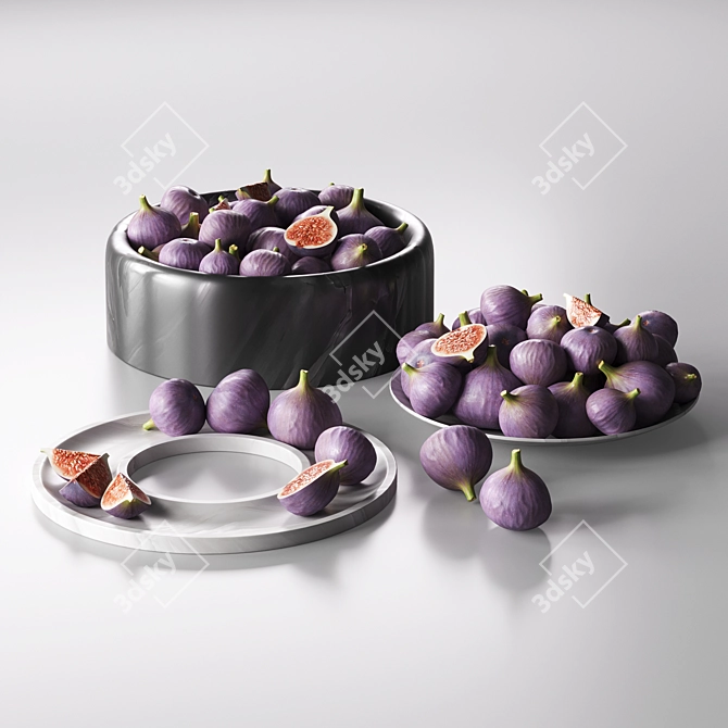 Figs Dishes Set with Opulent Design 3D model image 2