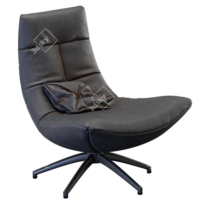 Reflex Cognac Leather Lounge Chair 3D model image 2