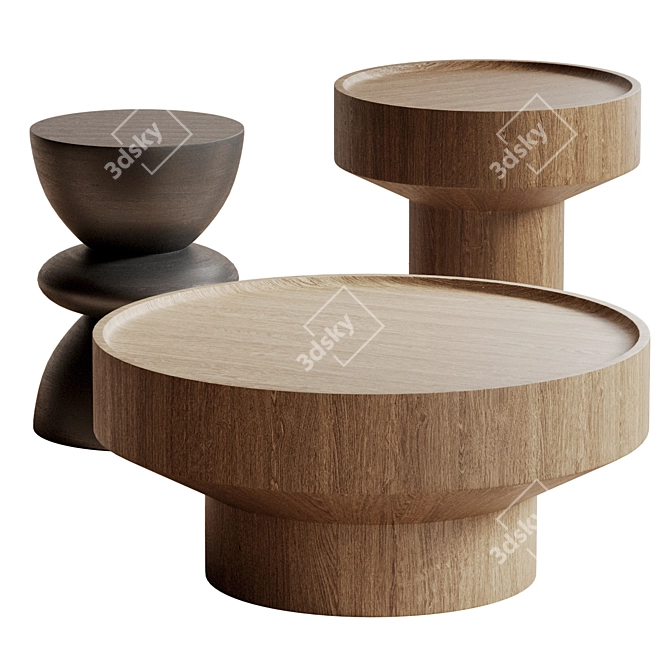 Modern Mango Wood Side Tables 3D model image 1