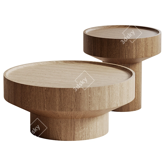 Modern Mango Wood Side Tables 3D model image 3