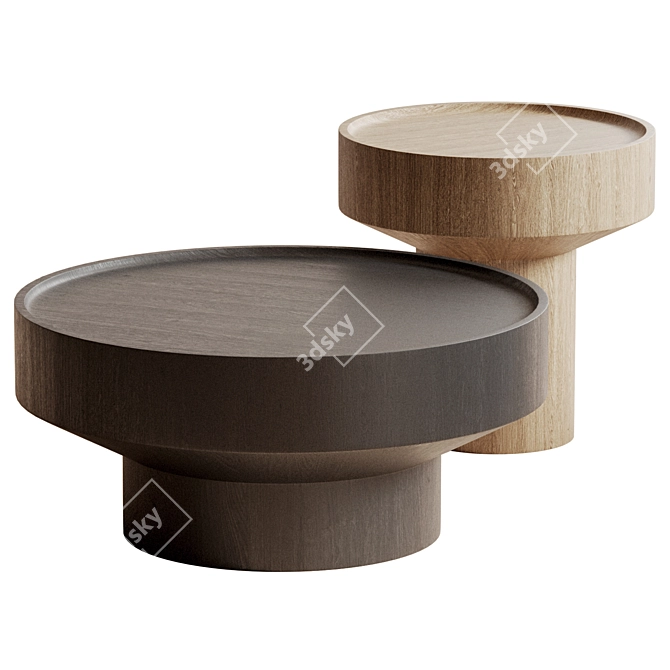 Modern Mango Wood Side Tables 3D model image 4