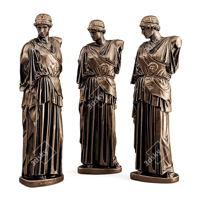 Athena Statue in Metal & Plaster 3D model image 2