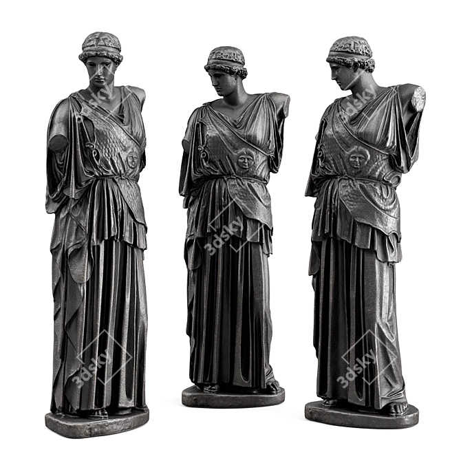 Athena Statue in Metal & Plaster 3D model image 3