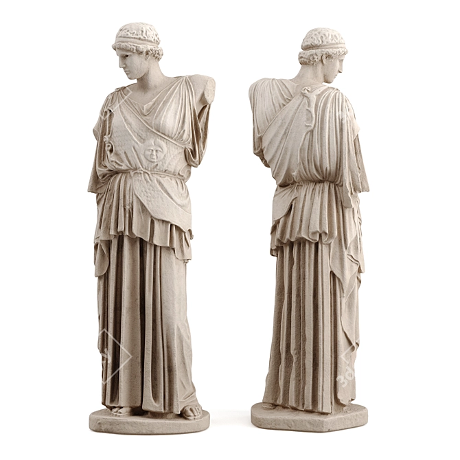 Athena Statue in Metal & Plaster 3D model image 4