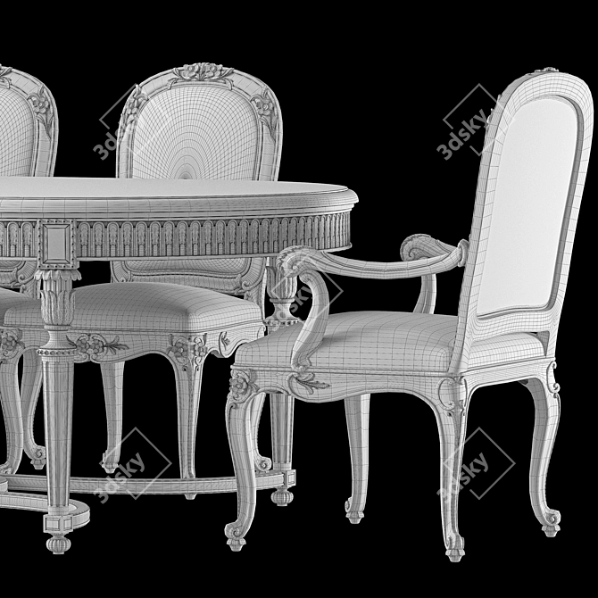 Floral Dining Set Art 1395 3D model image 2