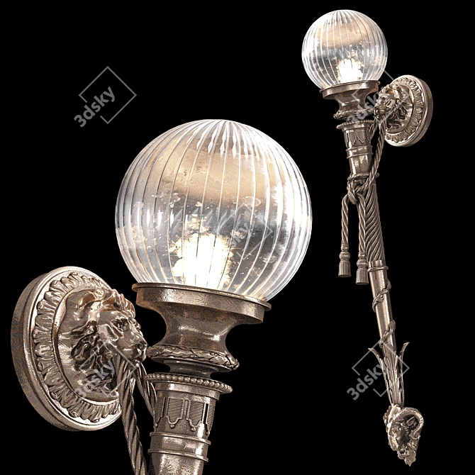 Lion Torch Wall Sconce 3D model image 1