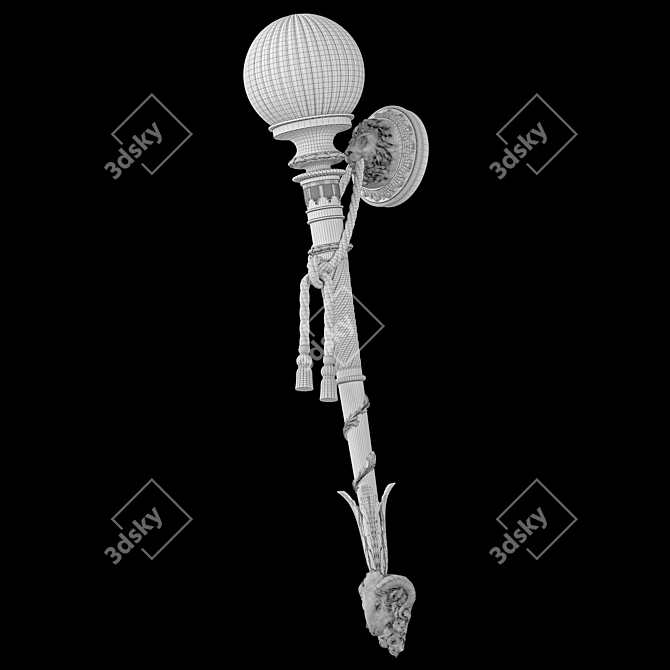 Lion Torch Wall Sconce 3D model image 4