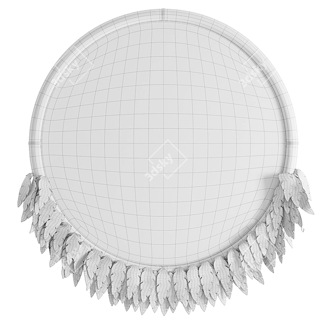 Boho Leather Feather Mirror 3D model image 5