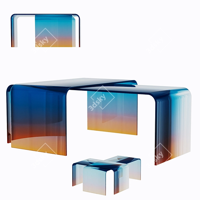 Colorful Gradient Glass Tables 3D model image 2