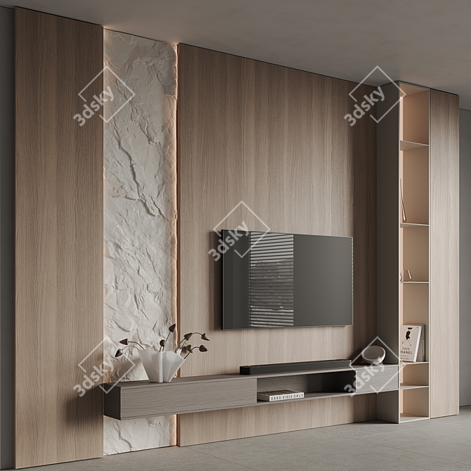 Modern TV Wall Design Kit 3D model image 1