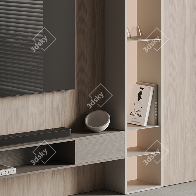 Modern TV Wall Design Kit 3D model image 3