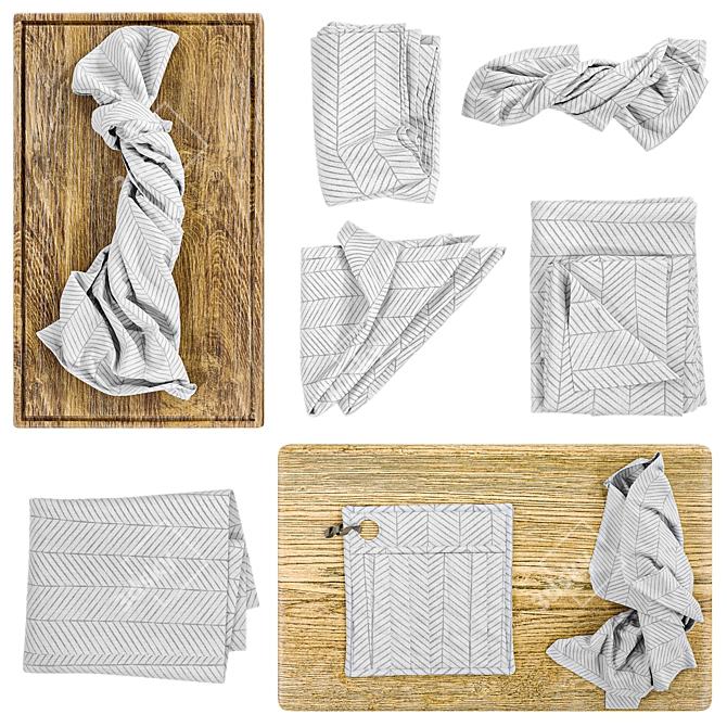 Kitchen Towel Set: Customizable Texture 3D model image 1