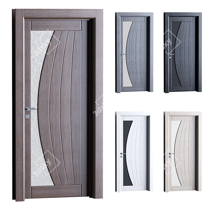 Modern Interior Wooden Doors Set 3D model image 1