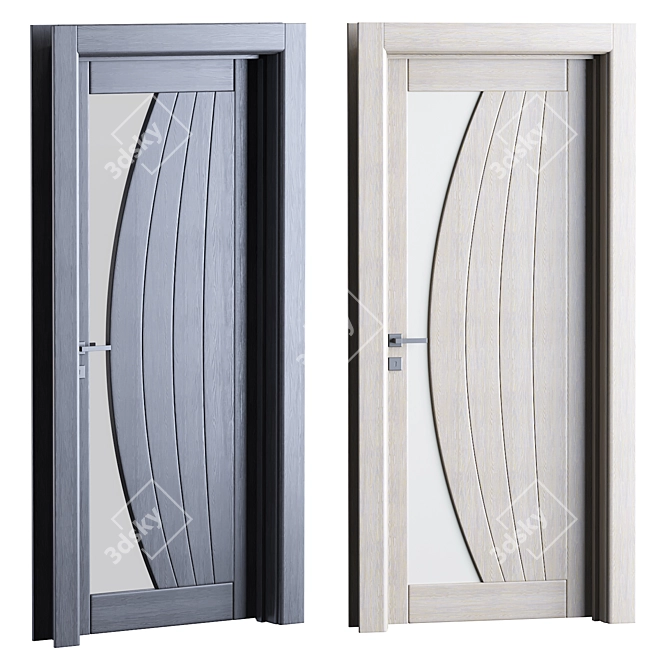 Modern Interior Wooden Doors Set 3D model image 2