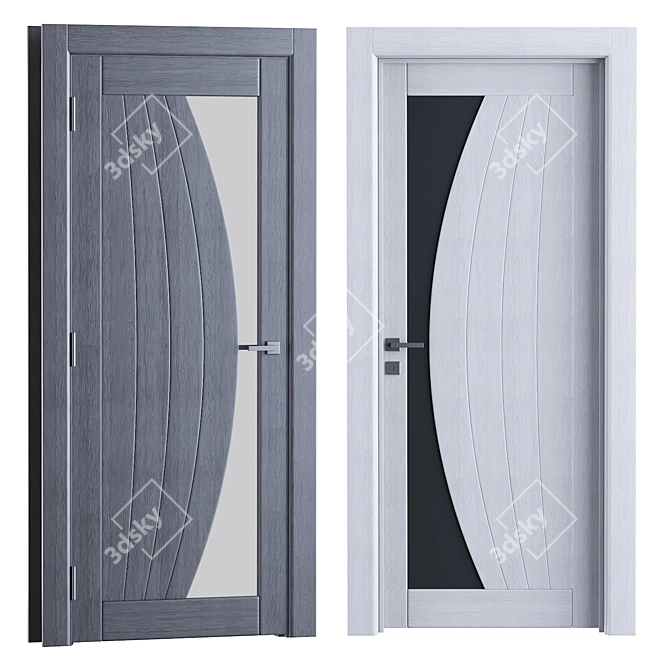 Modern Interior Wooden Doors Set 3D model image 3