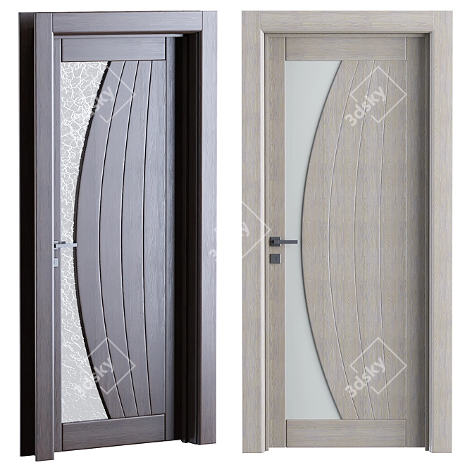 Modern Interior Wooden Doors Set 3D model image 5