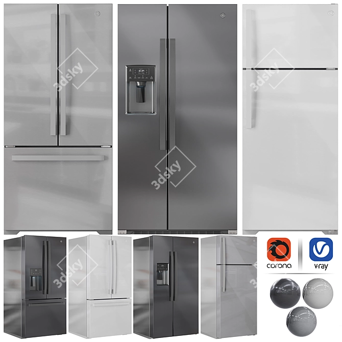 GE Refrigerator Bundle, Multiple Models 3D model image 1