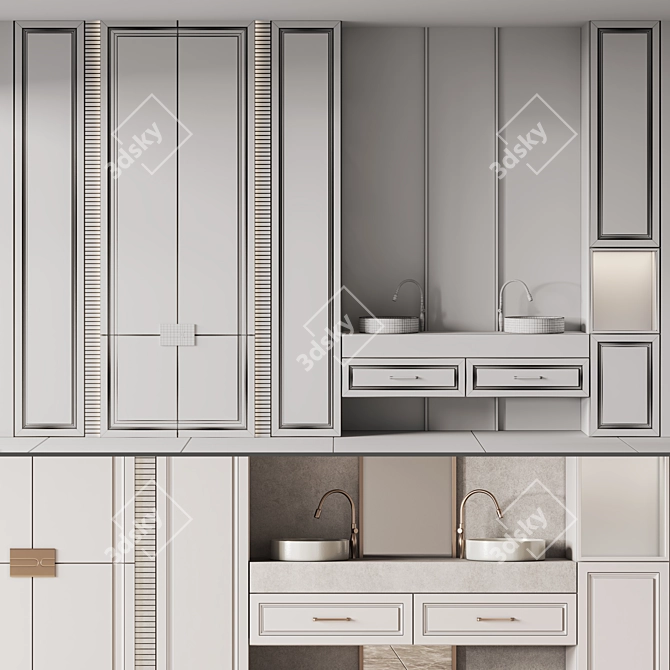 Modern Bathroom Furniture Set 19 3D model image 6