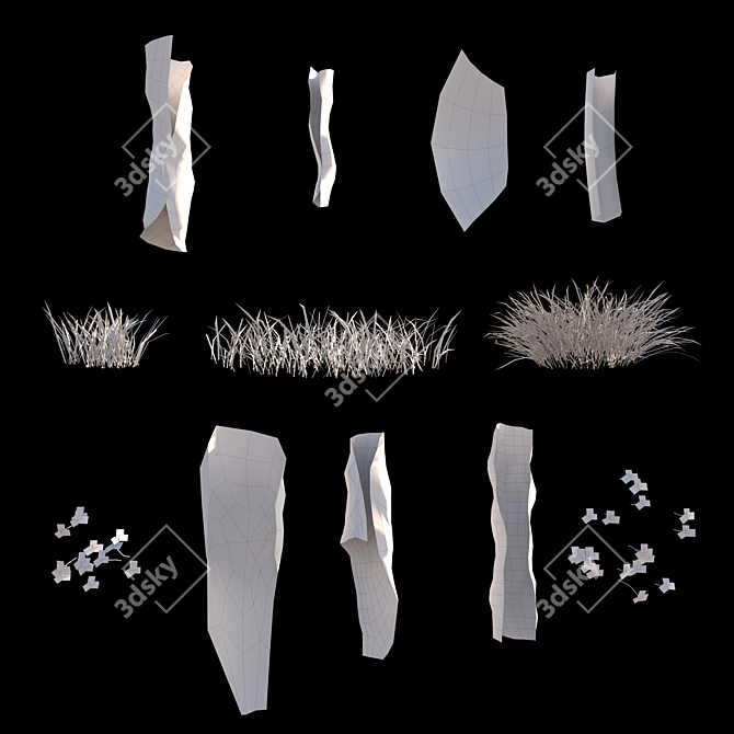 Autumn Grass Scatter Set 3D model image 5