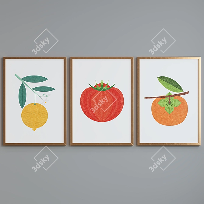 Modern Plant Fruit Picture Frame Set 3D model image 2