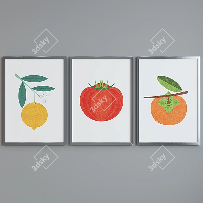 Modern Plant Fruit Picture Frame Set 3D model image 3