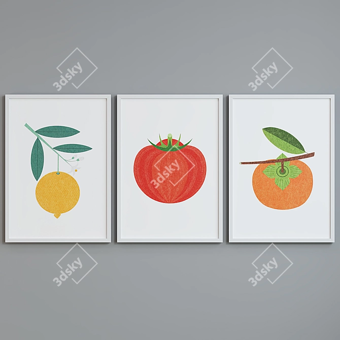 Modern Plant Fruit Picture Frame Set 3D model image 4