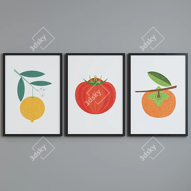 Modern Plant Fruit Picture Frame Set 3D model image 5