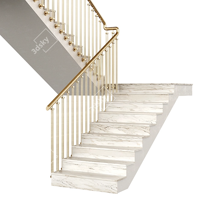 Marble Staircase 3D Model 3D model image 2