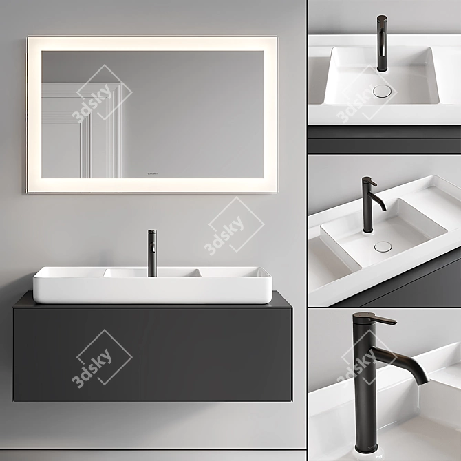 Stark White Tulip Vanity Set 3D model image 1