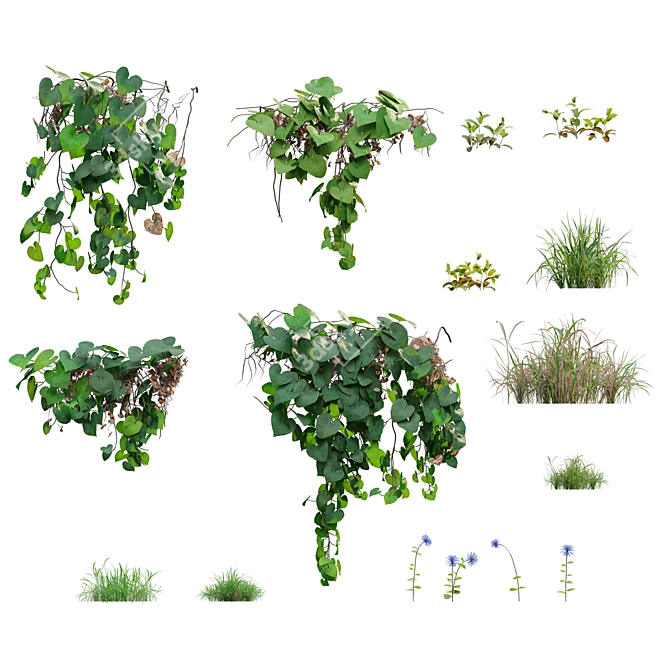 Lush Green Wall Decoration Kit 3D model image 5