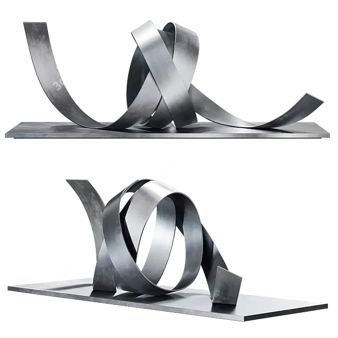  Modern Metal Knot Sculpture 3D model image 2