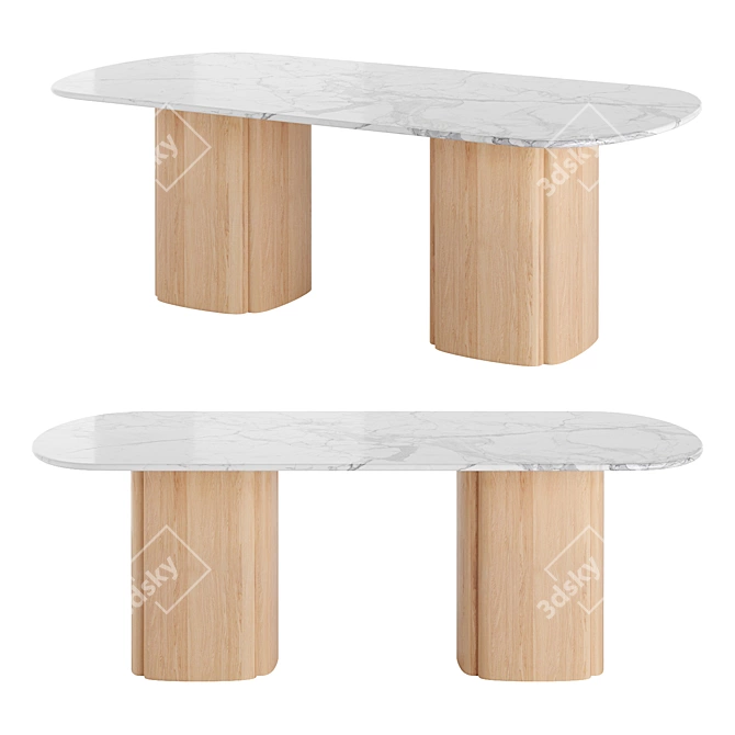 Tathra Marble Oval Table & Glide Chair 3D model image 3