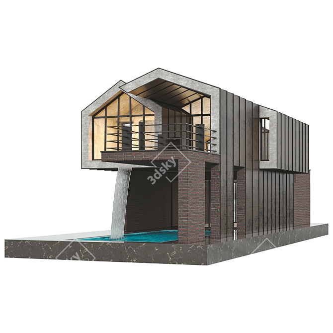 Modern Duplex Villa 3D Model 3D model image 3