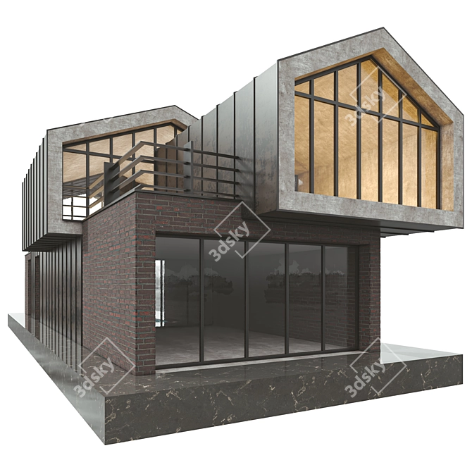 Modern Duplex Villa 3D Model 3D model image 4